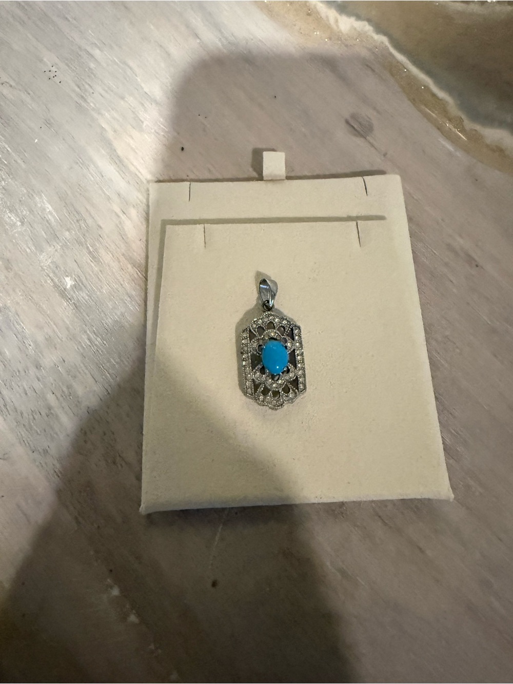 Sterling Silver Pendant with Blue Turquoise Center